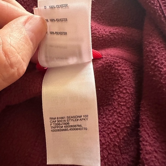 North Face Masonic Fleece Full Zip Hoodie Jacket Size Small Maroon Red Polartec - Picture 9 of 12